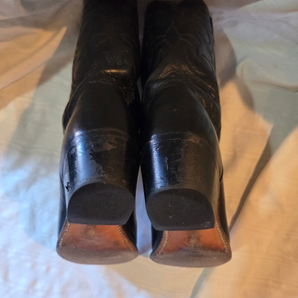 Vintage ACME Black Western Leather Boots Size 9.5 EW - Picture 7 of 8